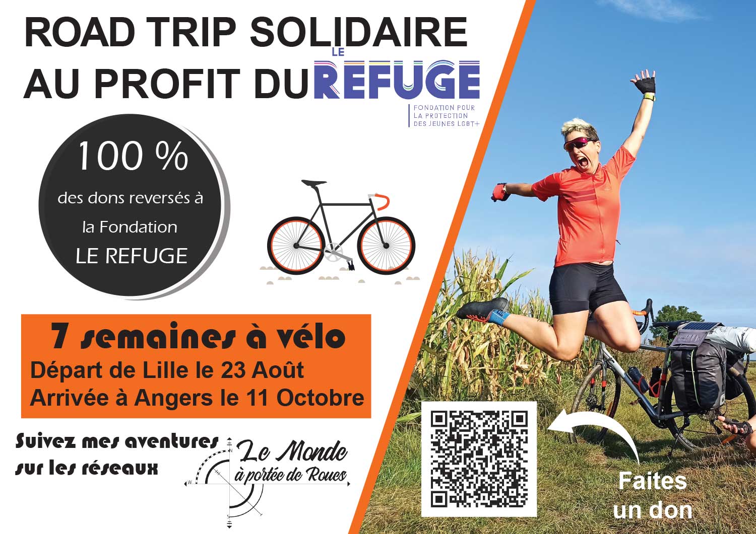 Affiche Road Trip Vélo 
Barbara au profit de la Fondation Le Refuge 2025